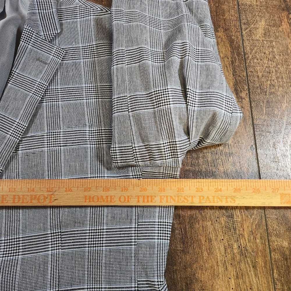 Jos. A. Bank 1905 43L Tailored Fit Blazer Jacket Gray Glen Check Plaid Linen